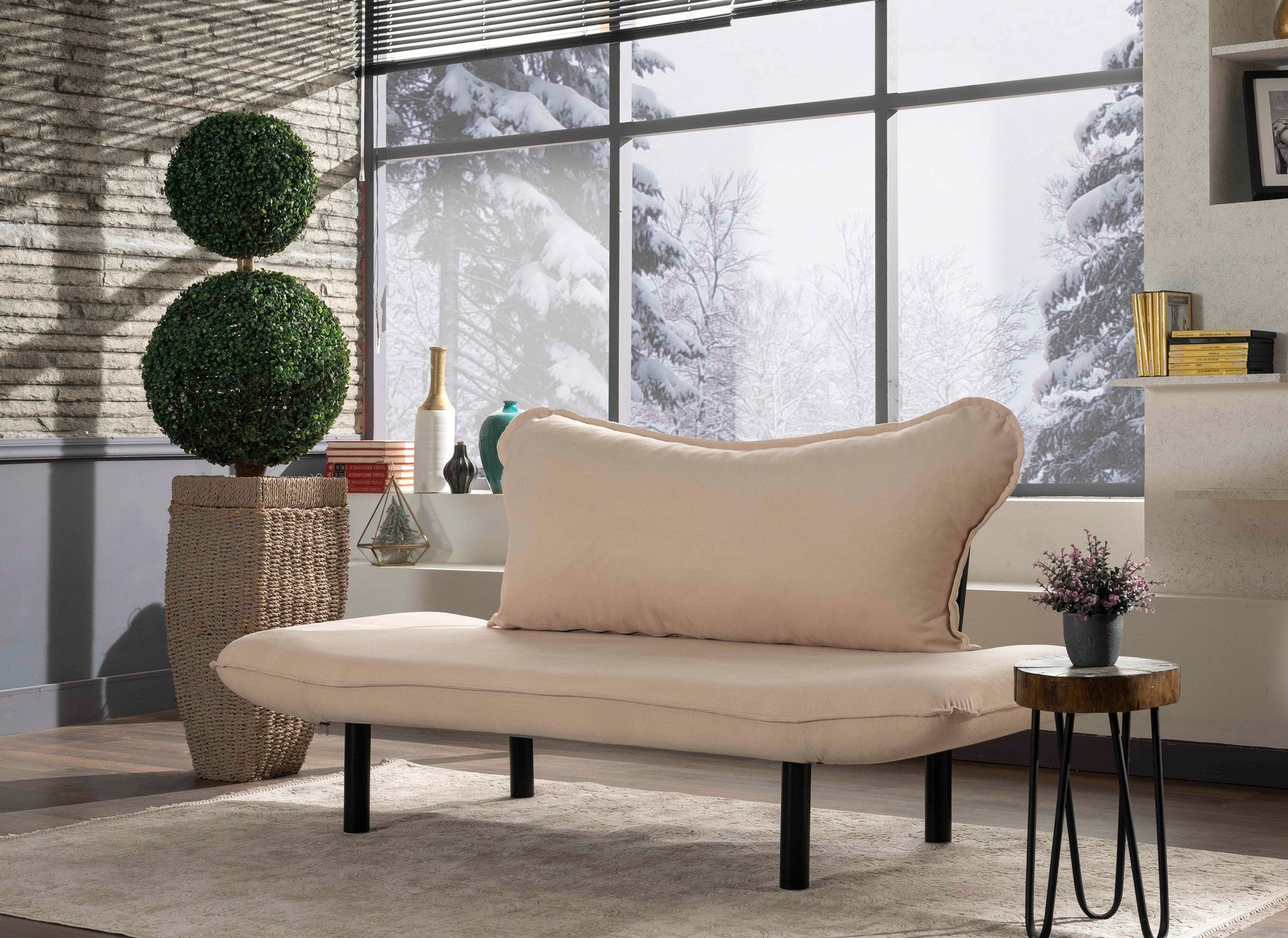 Sofa 2-Sitzer mit Samtstoff, Chatto Creme (1)