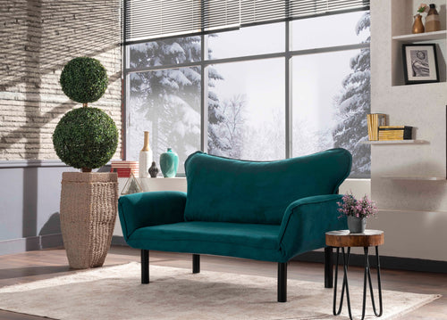 Sofa 2-Sitzer mit Samtstoff, Chatto Blau