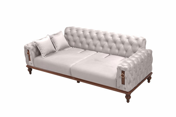 Sofa aus Samtstoff, 3-Sitzer, Dubai Elfenbein (3)