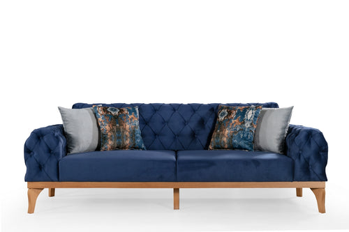 Sofa aus Samtstoff, 3-Sitzer, Elena Blau (1)