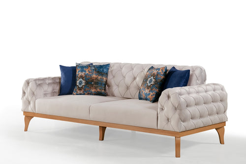 Sofa aus Samtstoff, 3-Sitzer, Elena Creme (1)