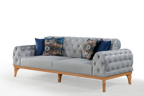 Sofa aus Samtstoff, 3-Sitzer, Elena Grau (1)