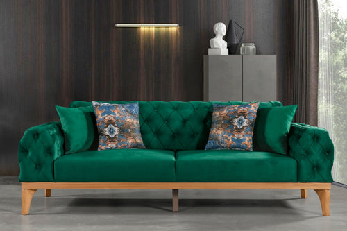 Sofa aus Samtstoff, 3-Sitzer, Elena Grün