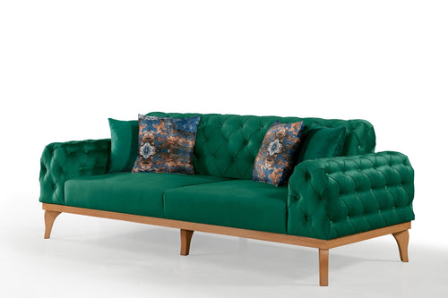 Sofa aus Samtstoff, 3-Sitzer, Elena Grün (1)