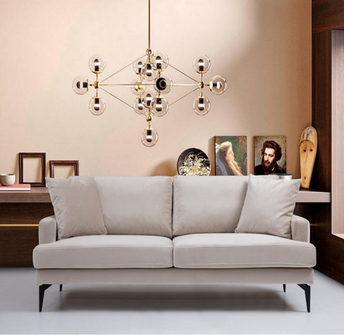 Sofa 2-Sitzer mit Samtstoff, Papira Beige