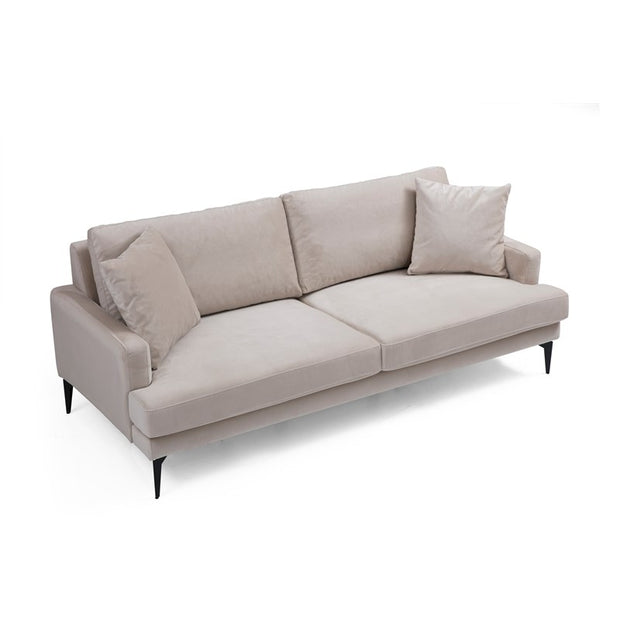 Sofa 2-Sitzer mit Samtstoff, Papira Beige (2)