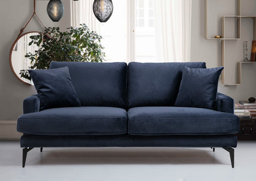 Sofa 2-Sitzer mit Samtstoff, Papira Blau