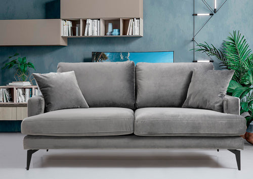 Sofa 2-Sitzer mit Samtstoff, Papira Grau