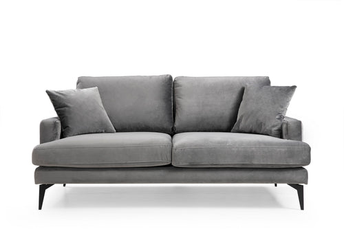 Sofa 2-Sitzer mit Samtstoff, Papira Grau (1)