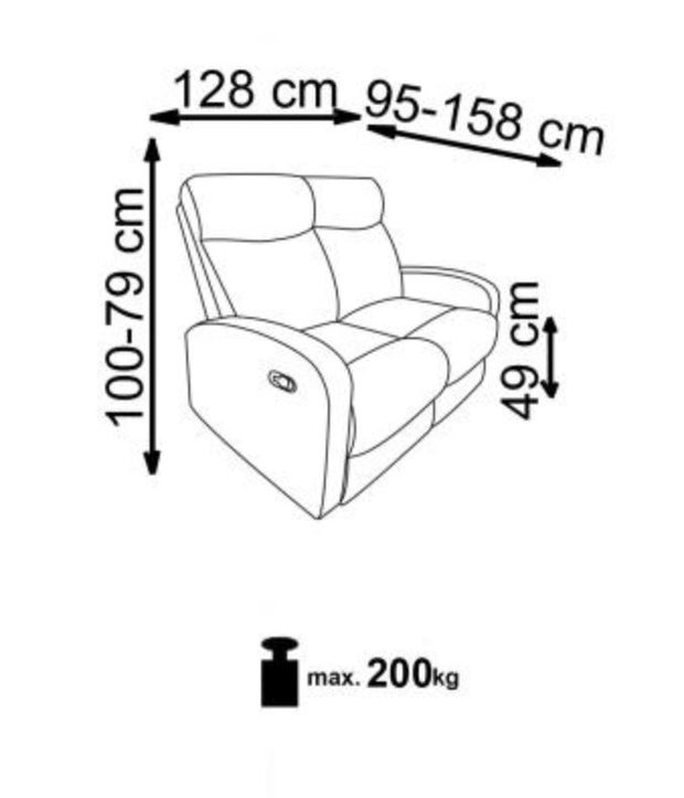 Sofa mit Relaxfunktion 2-Sitzer, aus Stoff Osmond 2S Beige (8)