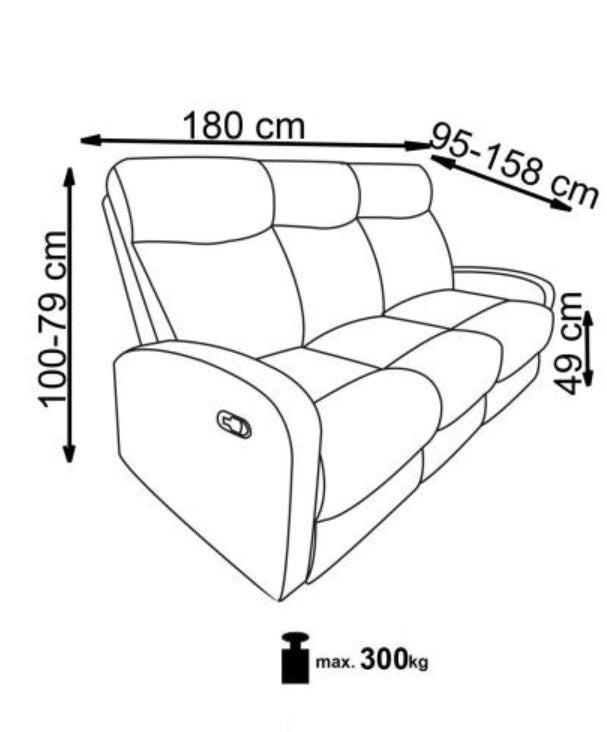 Sofa mit Relaxfunktion 3-Sitzer, aus Stoff Osmond 3S Beige (10)