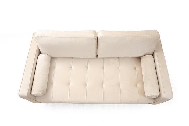 Sofa 2-Sitzer mit Samtstoff, Rome Beige (7)