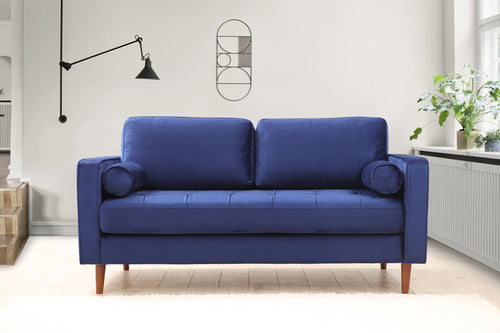 Sofa 2-Sitzer mit Samtstoff, Rome Blau