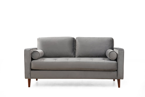 Sofa 2-Sitzer mit Samtstoff, Rome Grau (2)