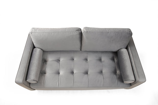 Sofa 2-Sitzer mit Samtstoff, Rome Grau (3)