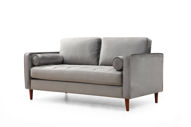 Sofa 2-Sitzer mit Samtstoff, Rome Grau (4)