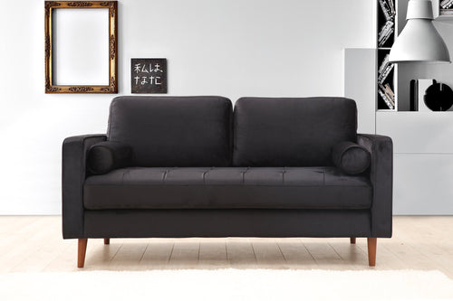 Sofa 2-Sitzer mit Samtstoff, Rome Schwarz