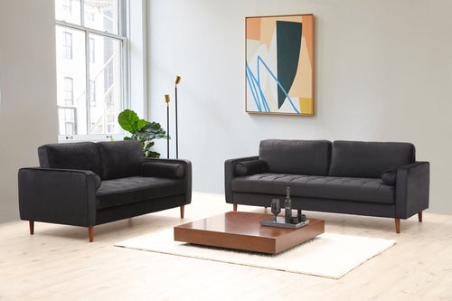 Sofa 2-Sitzer mit Samtstoff, Rome Schwarz (1)