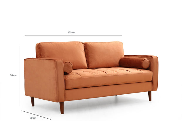 Sofa 2-Sitzer mit Samtstoff, Rome Orange (8)