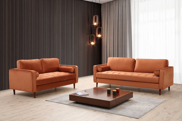 Sofa 2-Sitzer mit Samtstoff, Rome Orange (1)