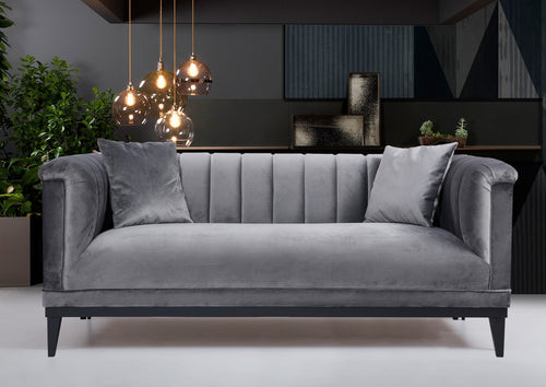 Sofa 2-Sitzer mit Samtstoff, Trendy Grau