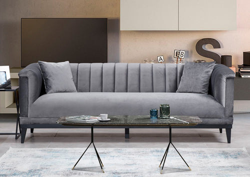 Sofa 3-Sitzer mit Samtstoff, Trendy Grau