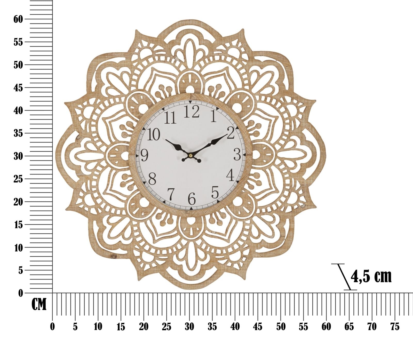 Wanduhre Mandala Carving Natürlich (5)