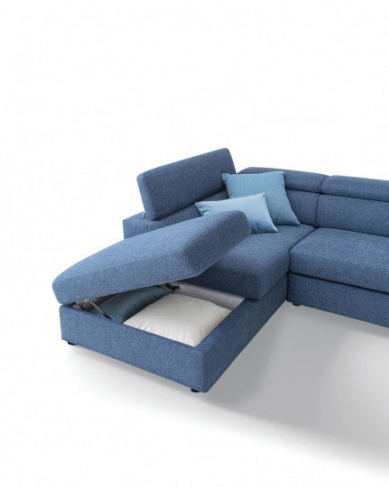 Ecksofa mit Chaiselongue Links, 4-Sitzer, Adelis Blau (3)