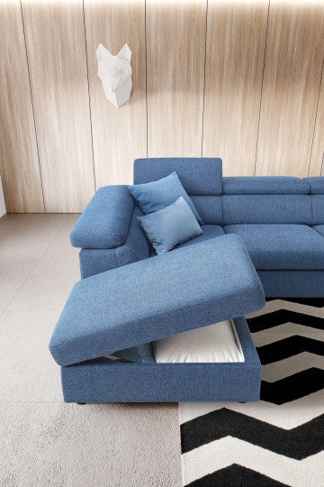 Ecksofa mit Chaiselongue Links, 4-Sitzer, Adelis Blau (2)