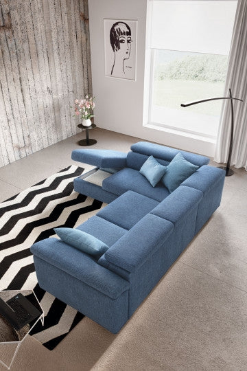 Ecksofa mit Chaiselongue Links, 4-Sitzer, Adelis Blau (1)