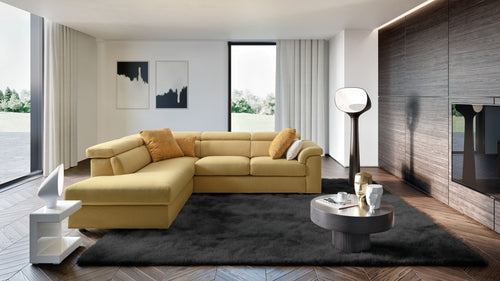 Ecksofa Schlaffunktion mit Chaiselongue Links, 5-Sitzer, Alessandris Gelb