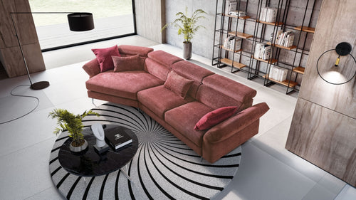 Ecksofa Schlaffunktion mit Chaiselongue Links, 4-Sitzer, Auroris Burgund