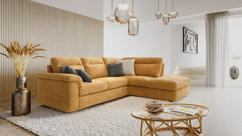 Ecksofa mit Chaiselongue Rechts, 4-Sitzer, Belargis Gelb