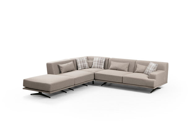 Ecksofa mit Chaiselongue Links, 5-Sitzer, aus Stoff, Bentley Beige (4)