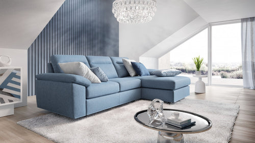 Ecksofa mit Chaiselongue Rechts, 4-Sitzer, Calig Blau