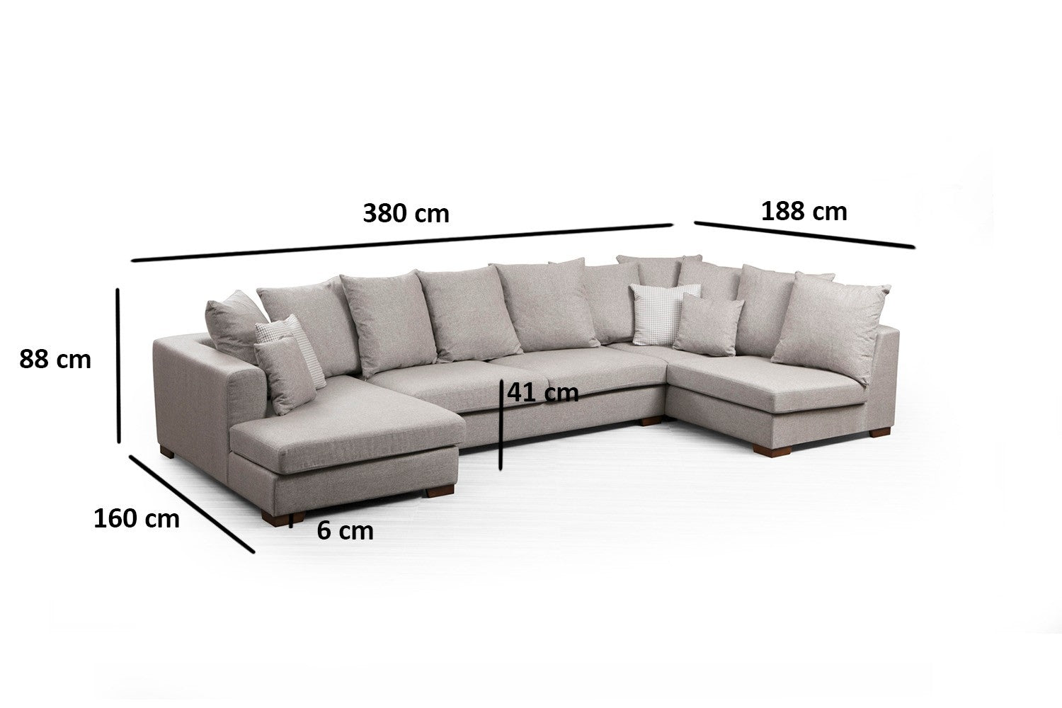 Ecksofa mit Chaiselongue Rechts, 6-Sitzer, aus Stoff, Colorado Cappuccino (6)