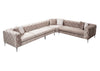 Ecksofa mit Chaiselongue Rechts, 5-Sitzer, aus Samtstoff, Como Beige (5)