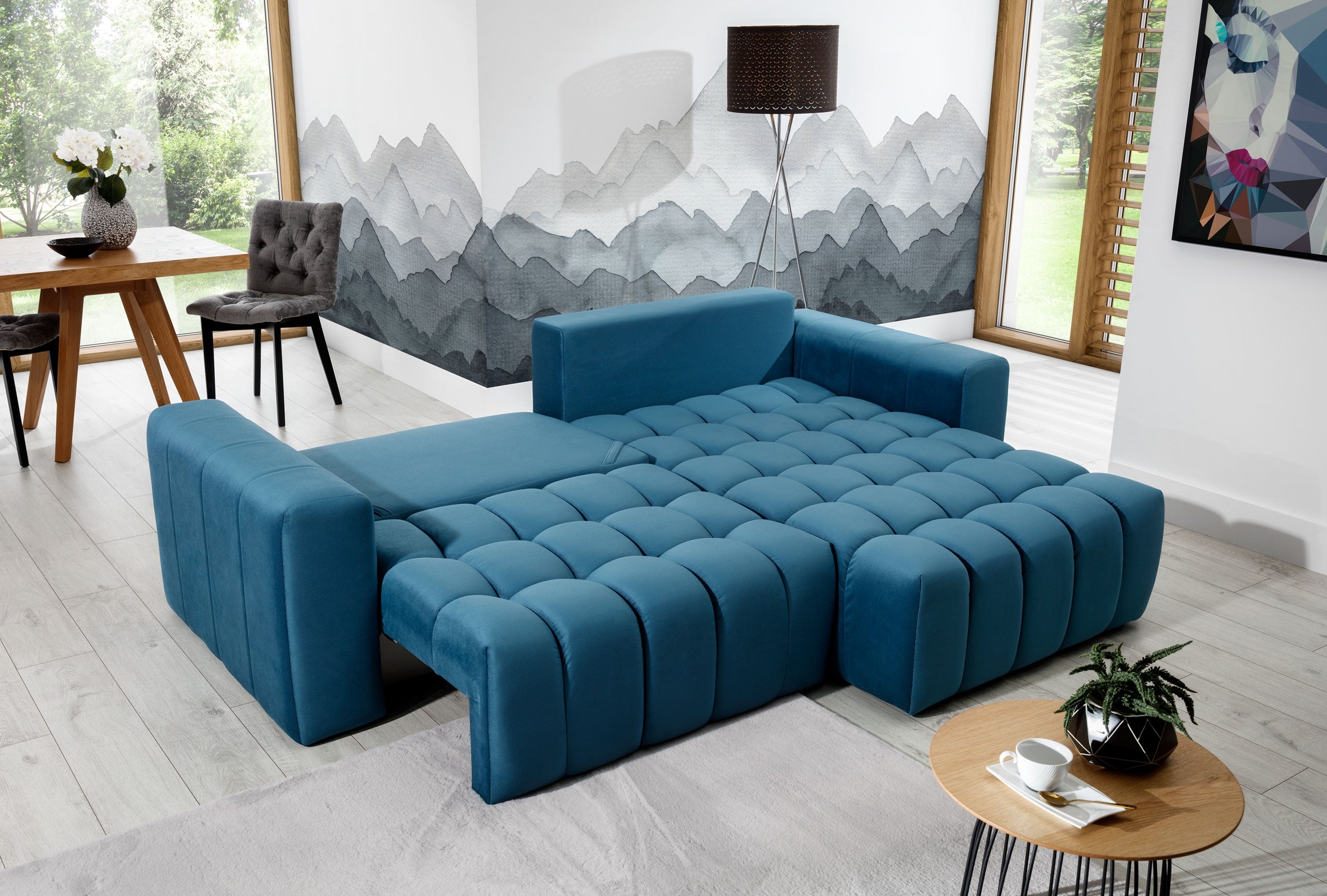 Ecksofa Schlaffunktion mit Chaiselongue Rechts, 3-Sitzer, aus Stoff, Bonetis (3)