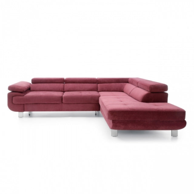 Ecksofa Schlaffunktion mit Chaiselongue Rechts, 4-Sitzer, Lotus Burgund (1)