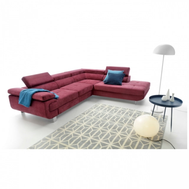 Ecksofa Schlaffunktion mit Chaiselongue Rechts, 4-Sitzer, Lotus Burgund