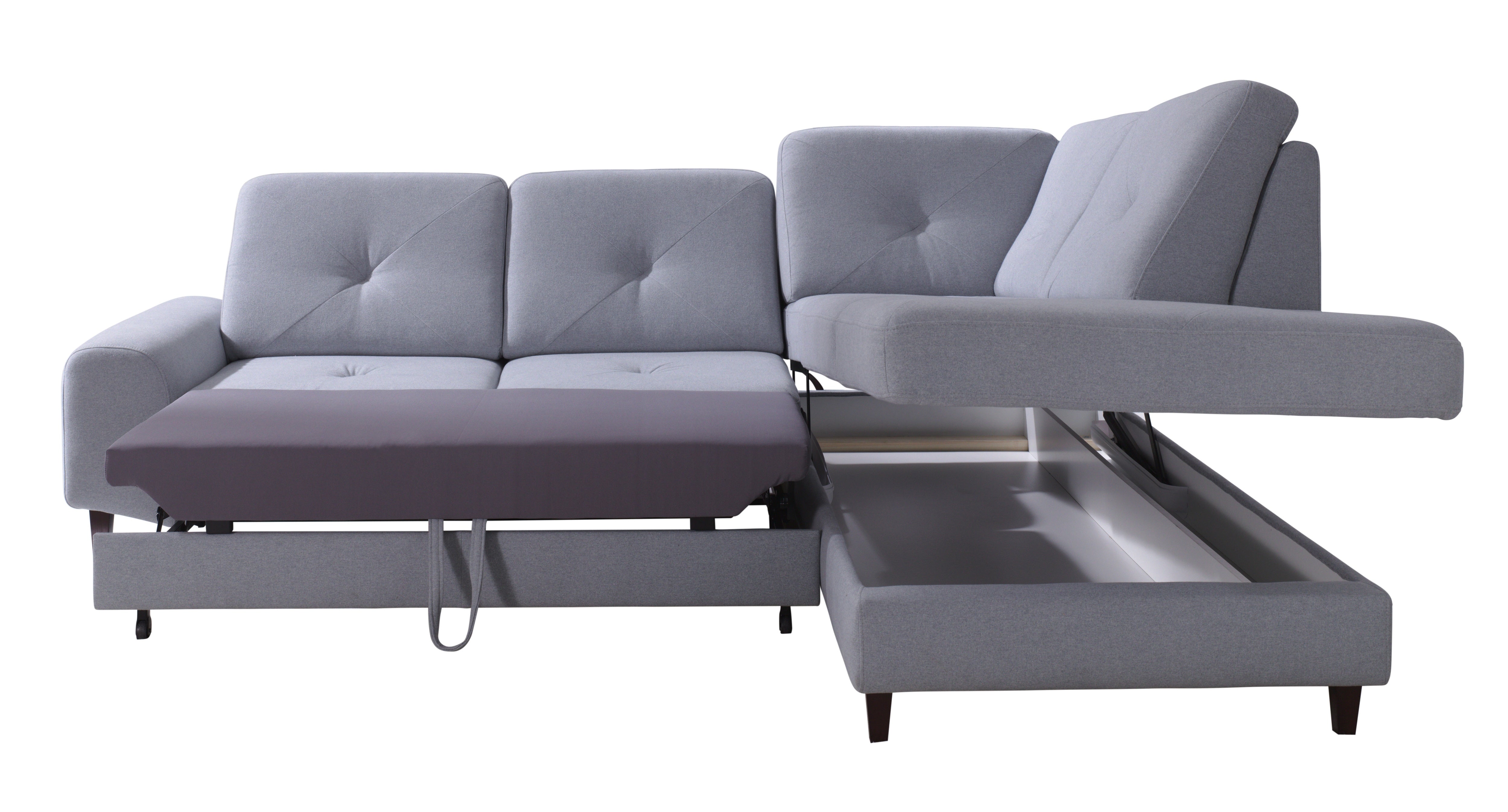 Ecksofa Schlaffunktion mit Chaiselongue Rechts, 4-Sitzer, Planet Rosa (4)