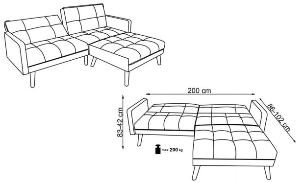 Ecksofa Schlaffunktion 3-Sitzer, aus Stoff Cornelius Blau (2)