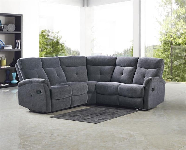 Ecksofa mit relaxfunktion 5-Sitzer, aus Stoff Lahela Grau