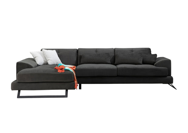 Ecksofa mit Chaiselongue Links, 3-Sitzer, aus Stoff, Frido Anthrazit (10)