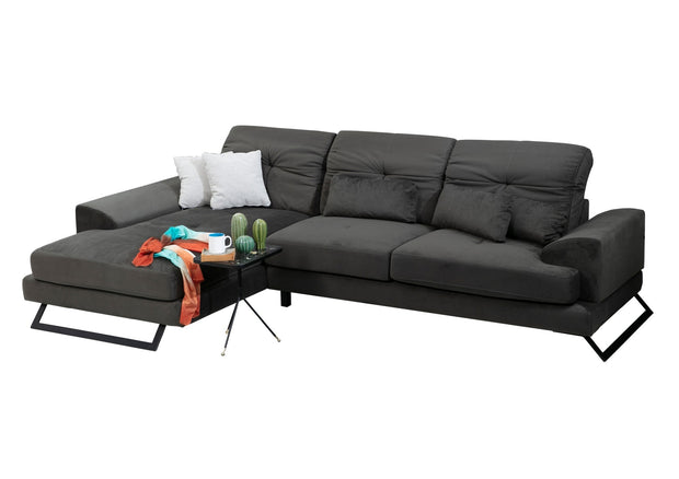 Ecksofa mit Chaiselongue Links, 3-Sitzer, aus Stoff, Frido Anthrazit (11)