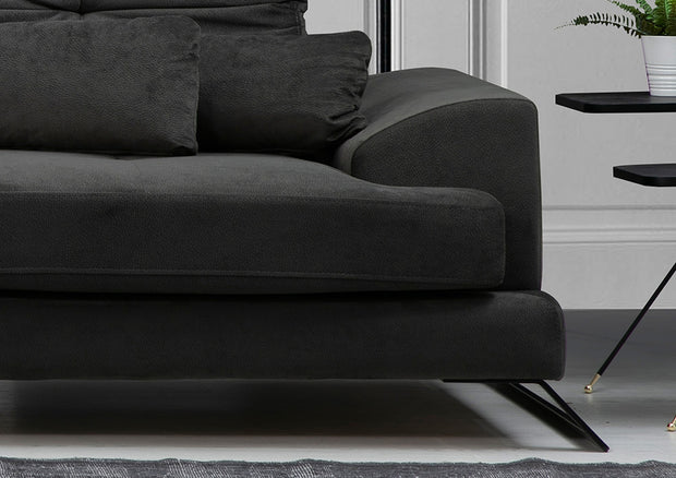 Ecksofa mit Chaiselongue Links, 3-Sitzer, aus Stoff, Frido Anthrazit (7)