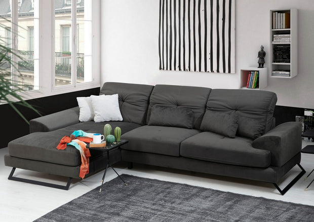 Ecksofa mit Chaiselongue Links, 3-Sitzer, aus Stoff, Frido Anthrazit (3)