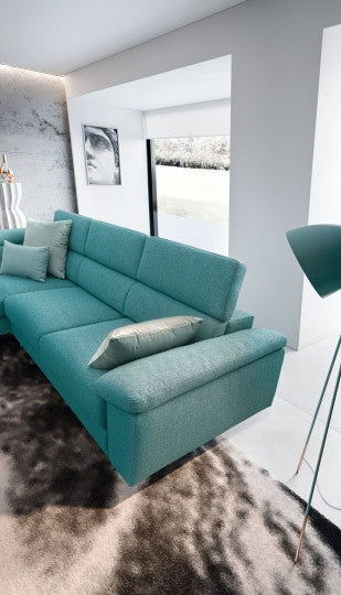 Ecksofa mit Chaiselongue Links, 5-Sitzer, Gretis Türkis (3)