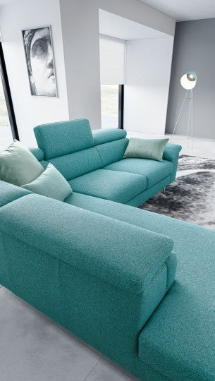 Ecksofa mit Chaiselongue Links, 5-Sitzer, Gretis Türkis (2)