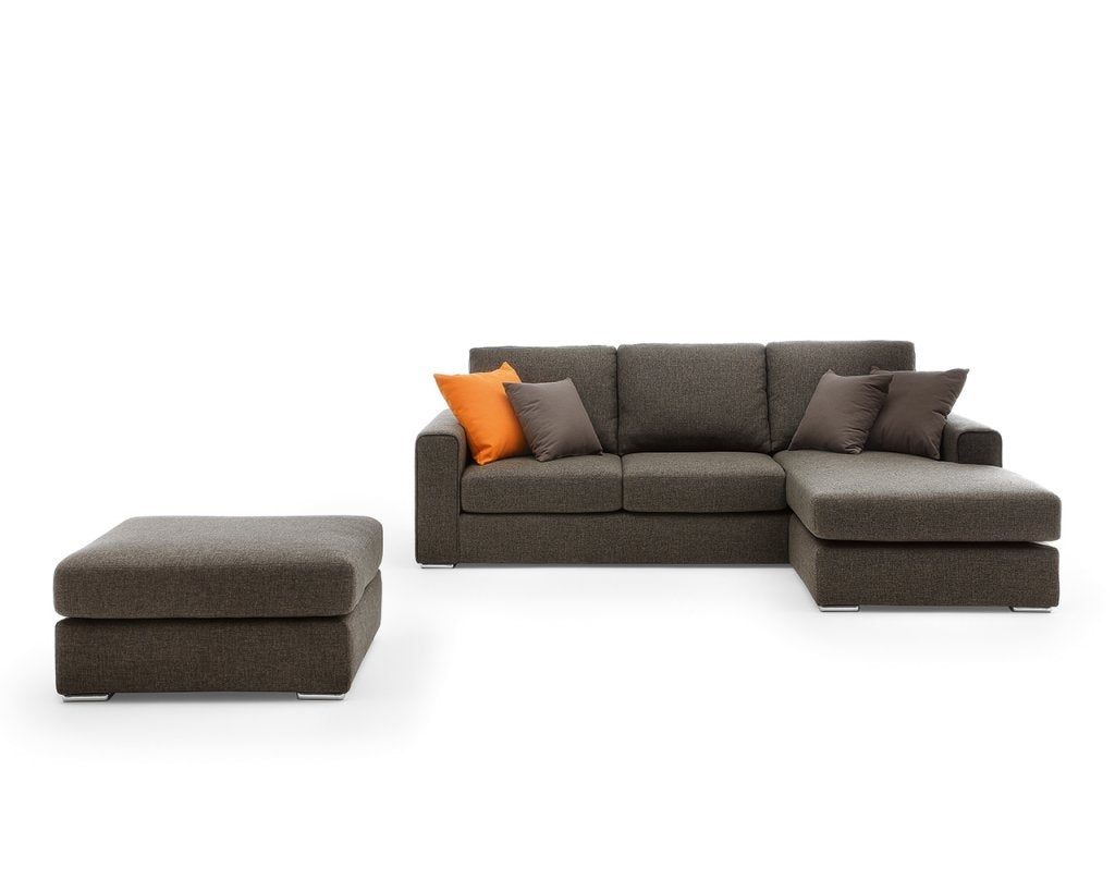 Ecksofa mit pouf mit Chaiselongue Rechts, 3-Sitzer, Icardi Small Grau